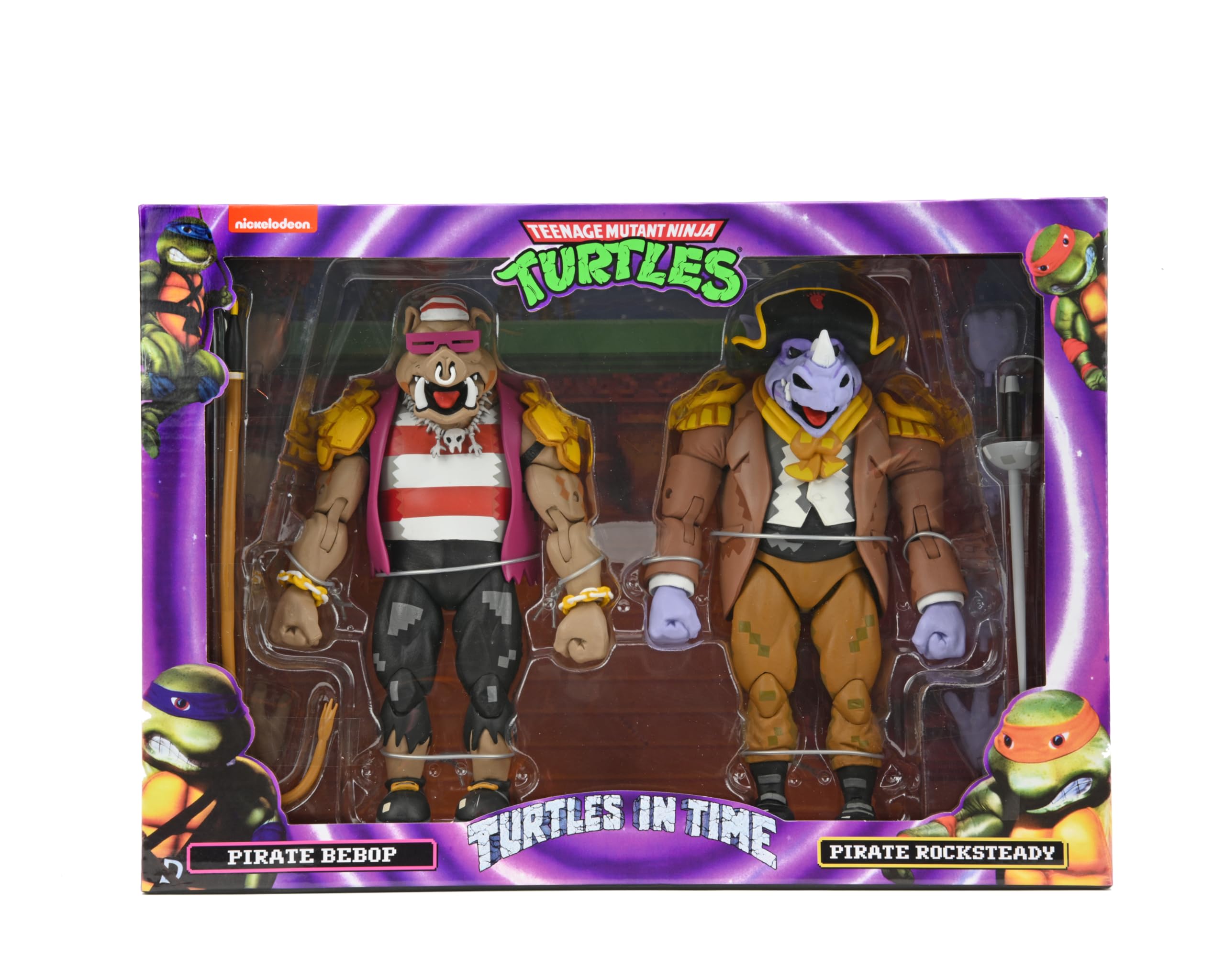 NECA TMNT Turtles in Times - Pirate Rocksteady & Bebop - 7" Scale Action Figures - Image 3